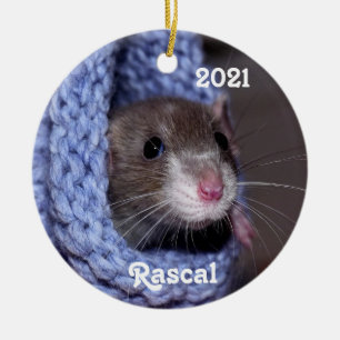 Personalisierte Niedliche Babyratte Keramik Ornament
