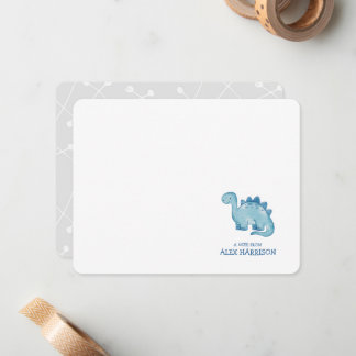 Personalisierte Niedliche Blue Dinosaurier-Note-Ka Mitteilungskarte