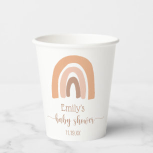 Personalisierte Niedliche Boho Rainbow Baby Dusche Pappbecher