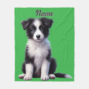 Personalisierte Niedliche Border Collie Puppy Fleecedecke