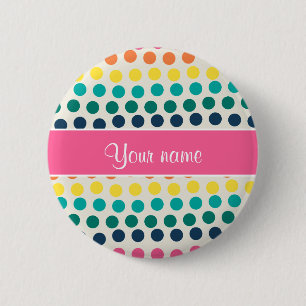 Personalisierte niedliche bunte Polka-Punkte Button