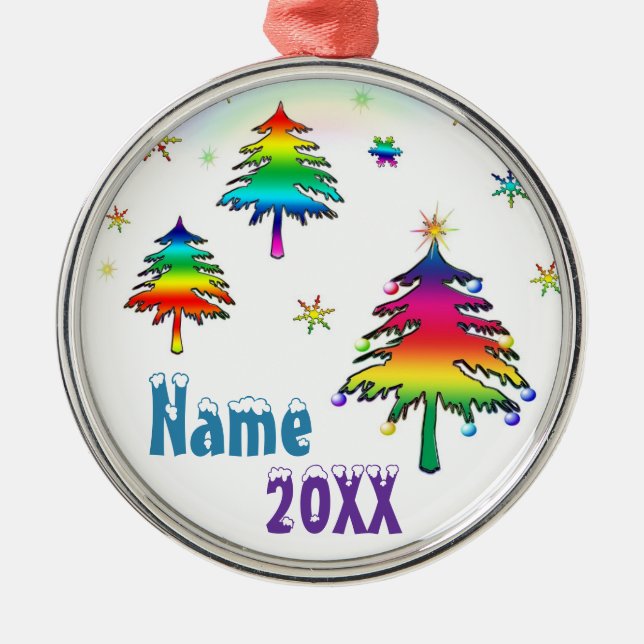 Personalisierte niedliche bunte silbernes ornament (Vorne)