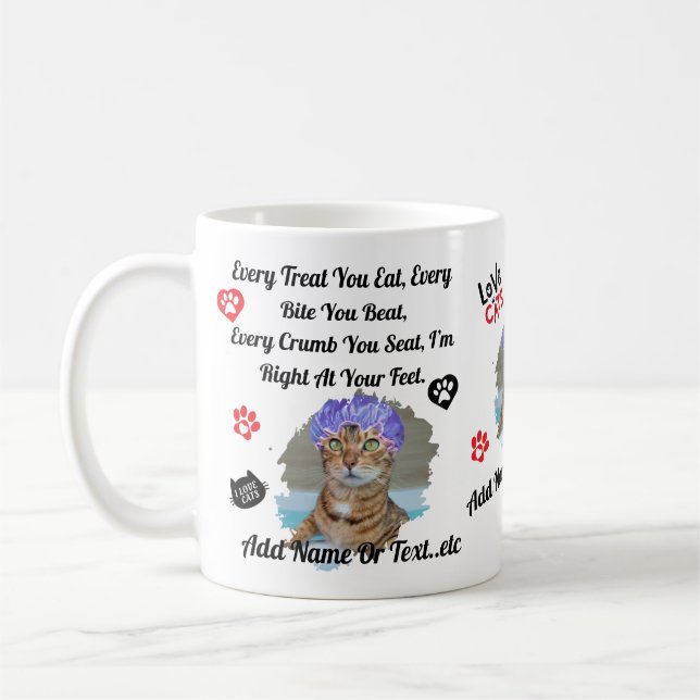 Personalisierte Niedliche Cat Tasse für Katzen Lie (Links)