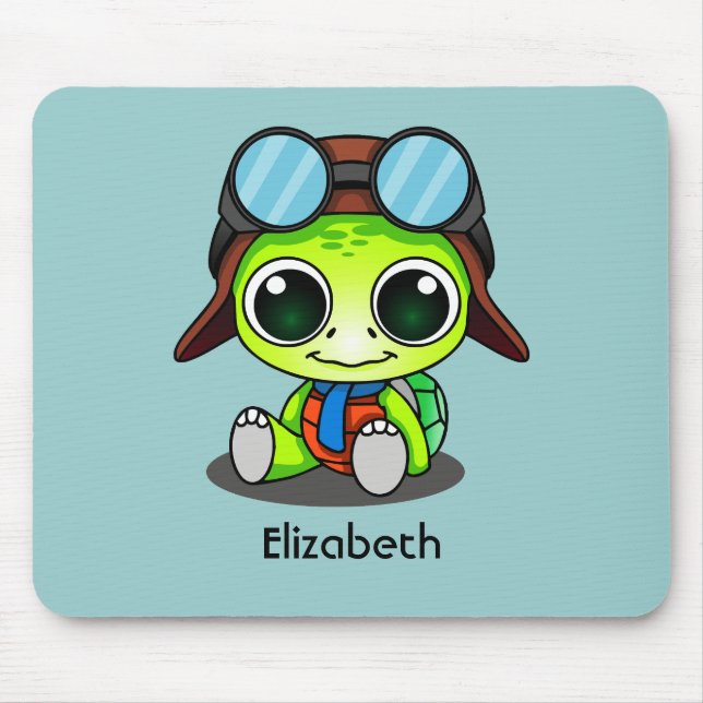 Personalisierte niedliche Chibi Schildkröte im Mousepad (Vorne)