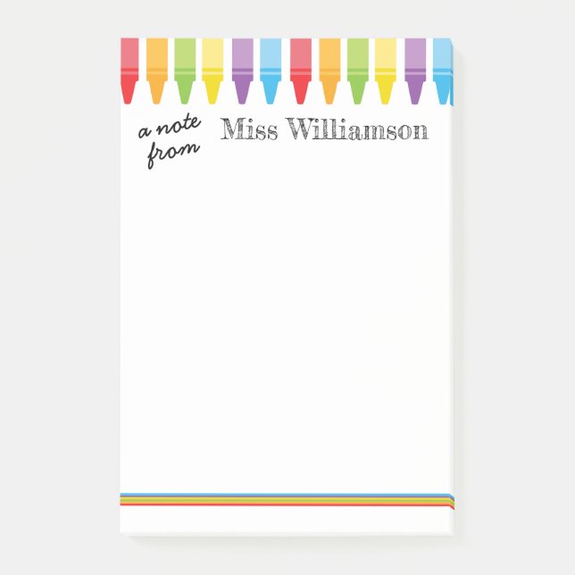 Personalisierte Niedliche Crayons Lehrerin zurück  Post-it Klebezettel (Vorderseite)