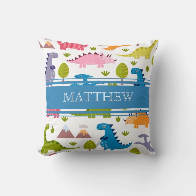 Personalisierte Niedliche Dinosaurier Pillow Kissen (Vorderseite)