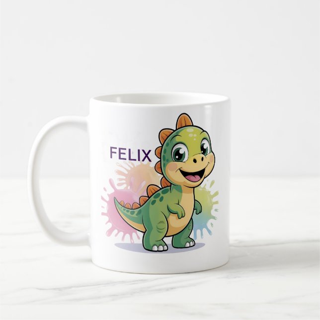 Personalisierte Niedliche Dinosaurier-Tasse - Indi Kaffeetasse (Links)