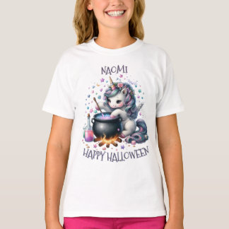 *Personalisierte Niedliche Einhorn Hexenhaun T - S T-Shirt