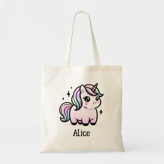 Personalisierte Niedliche Einhorntasche Tragetasche (Vorne)