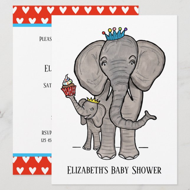 Personalisierte Niedliche Elephant Baby Dusche Ein (Vorne/Hinten)