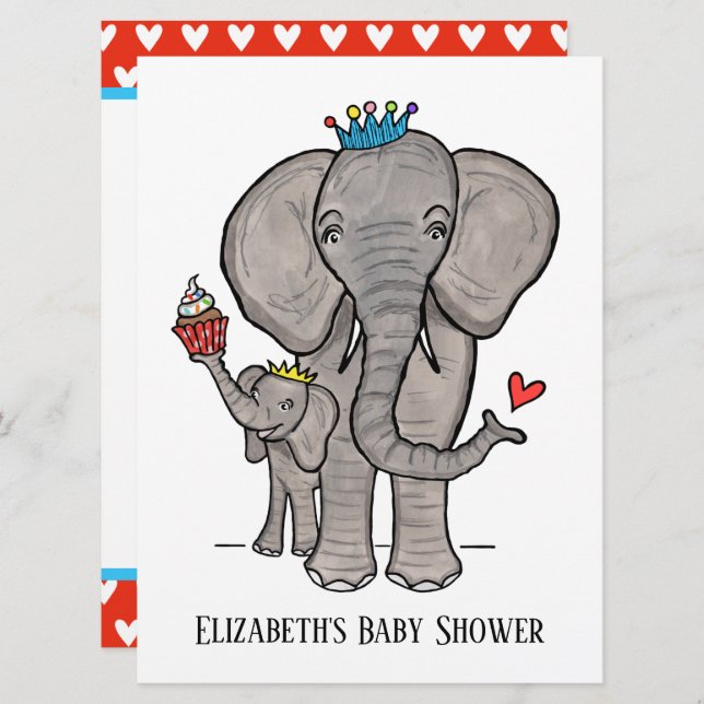 Personalisierte Niedliche Elephant Baby Dusche Ein (Vorne/Hinten)