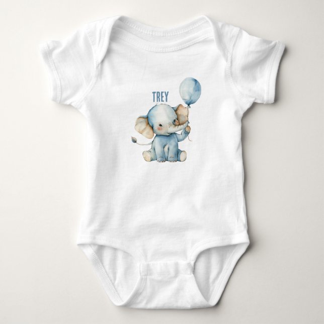 Personalisierte Niedliche Elephant Balloon Baby Baby Strampler (Vorderseite)