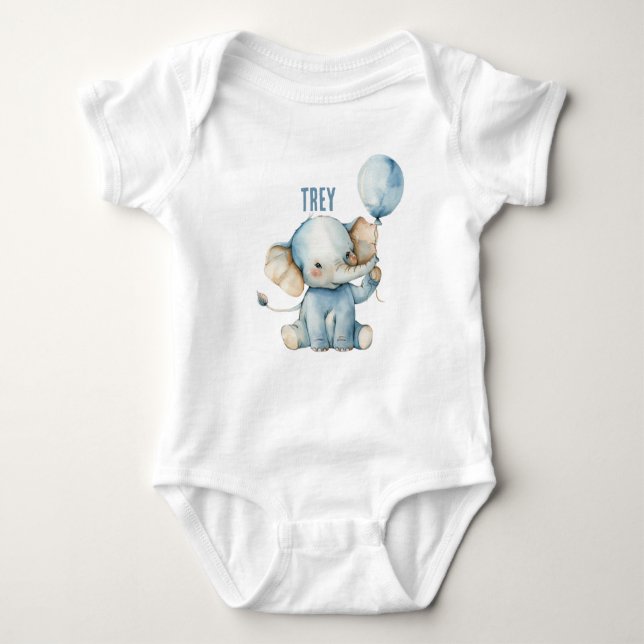 Personalisierte Niedliche Elephant Balloon Baby Strampler (Vorderseite)