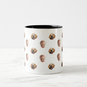 Personalisierte Niedliche Familienfront 2 Fotos Ta Zweifarbige Tasse