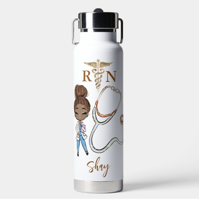 Personalisierte Niedliche Frauennahrung Monogramm Trinkflasche (Vorderseite)