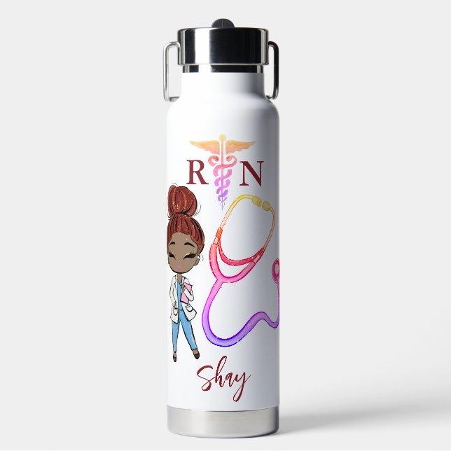 Personalisierte Niedliche Frauennahrung Monogramm Trinkflasche (Vorderseite)