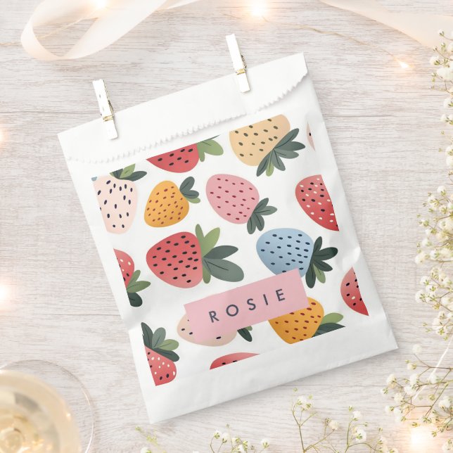 Personalisierte Niedliche Frucht Erdbeermuster Geschenktütchen (Ausgeschnitten)