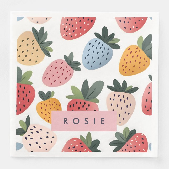 Personalisierte Niedliche Frucht Erdbeermuster Serviette (Vorderseite)