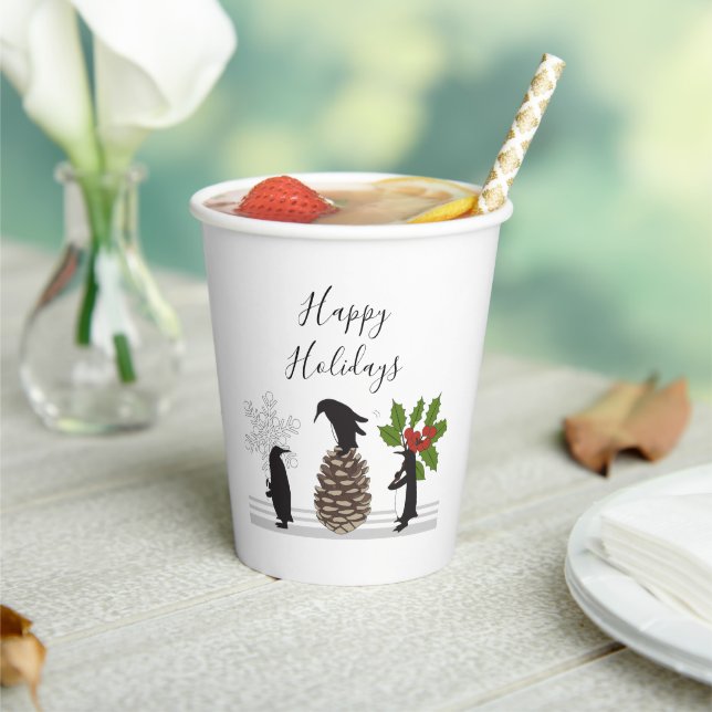 Personalisierte Niedliche Funny Pinguin Weihnachte Pappbecher (In Situ)