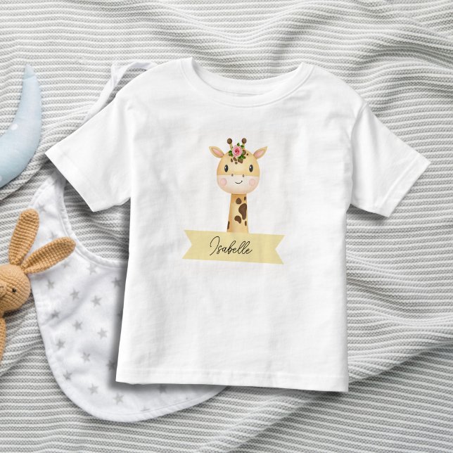 Personalisierte niedliche Giraffe Kleinkind T-shirt (Von Creator hochgeladen)