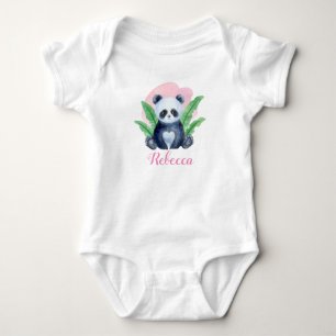 Personalisierte Niedliche Girls Panda BearTropical Baby Strampler