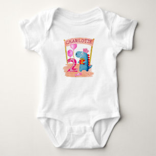 Personalisierte Niedliche Girly Dinosaur 2 Jahre G Baby Strampler