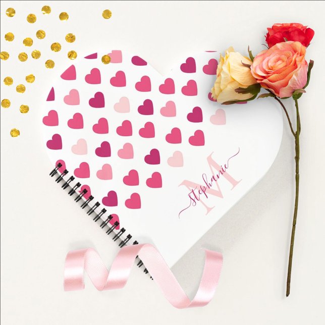 Personalisierte Niedliche Girly Pink Hearts Liebe Notizbuch (Von Creator hochgeladen)
