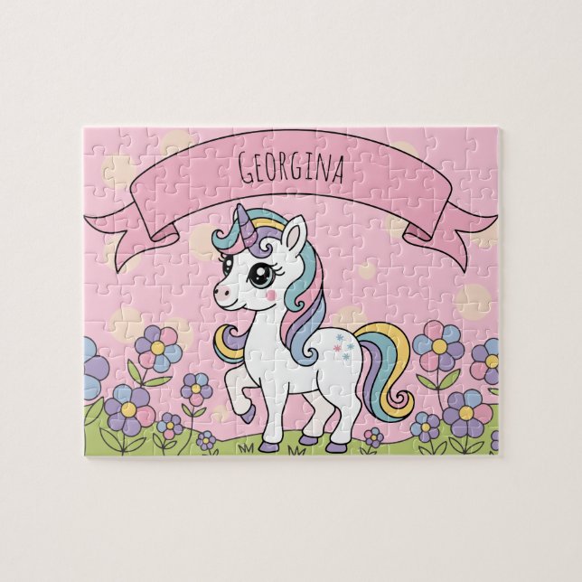 Personalisierte Niedliche Girly Unicorn (Horizontal)