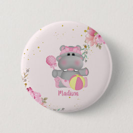 Personalisierte Niedliche Hippo-Babydusche Button