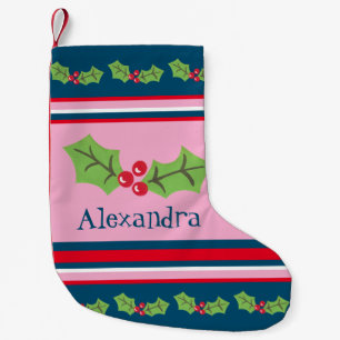 Personalisierte Niedliche Holly & Berries Kleiner Weihnachtsstrumpf
