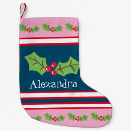 Personalisierte Niedliche Holly & Berries Kleiner Weihnachtsstrumpf
