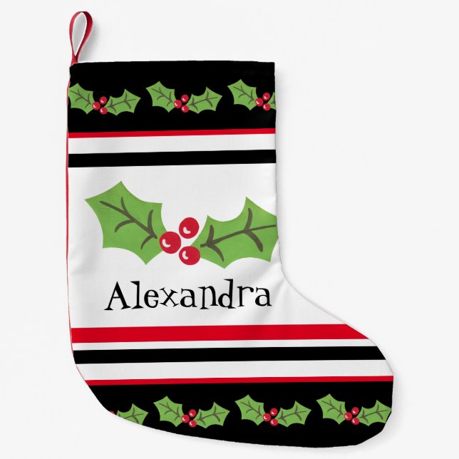 Personalisierte Niedliche Holly & Berries Kleiner Weihnachtsstrumpf (Vorderseite)