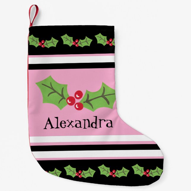 Personalisierte Niedliche Holly & Berries Kleiner Weihnachtsstrumpf (Vorderseite)