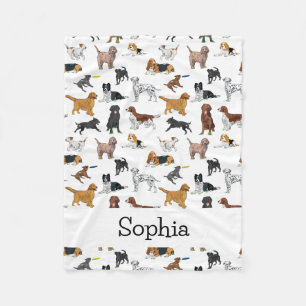 Personalisierte Niedliche Hunde Illustrationen Mus Fleecedecke
