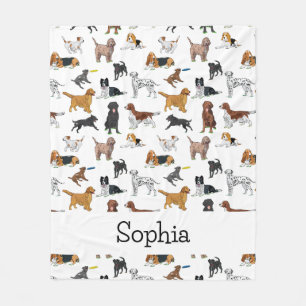 Personalisierte Niedliche Hunde - Illustrationsmus Fleecedecke