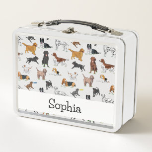 Personalisierte Niedliche Hunde - Illustrationsmus Metall Brotdose
