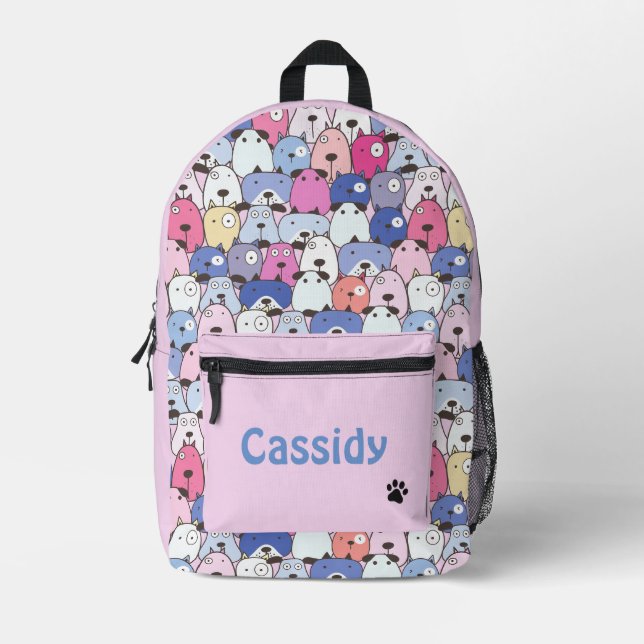 Personalisierte Niedliche Hunde in Pastellfarben u Bedruckter Rucksack (Vorderseite)