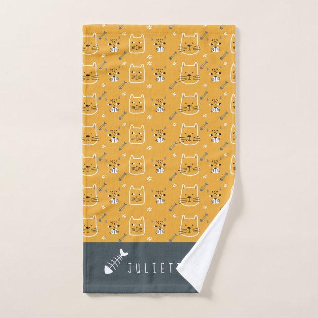 Personalisierte Niedliche Katze Modernes Muster Handtuch (Handtuch)