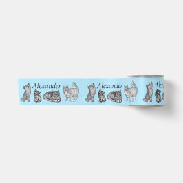 Personalisierte Niedliche Katze und Kittengeschenk Satinband