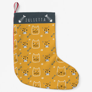 Personalisierte Niedliche Katzen Modernes Muster Kleiner Weihnachtsstrumpf