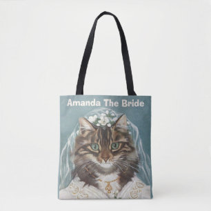 Personalisierte niedliche Katzenbraut Tasche