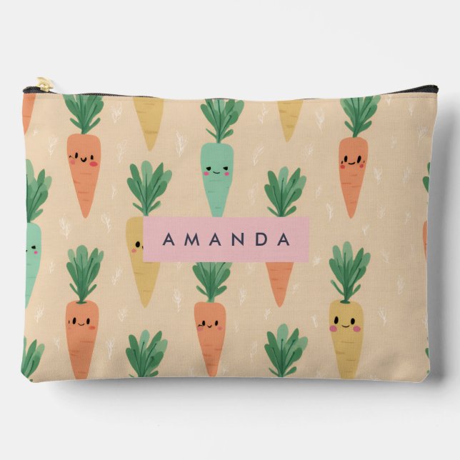 Personalisierte Niedliche Kawaii Pastel Carrot Fac Zubehörtasche (Vorderseite)