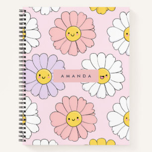 Personalisierte Niedliche Kawaii Pastel Daisy Blum Notizbuch