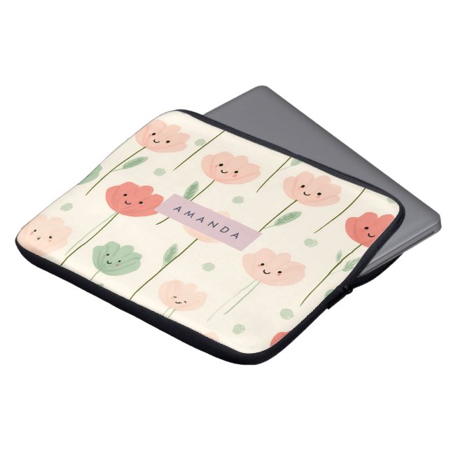 Personalisierte Niedliche Kawaii Pastel Lächelnde  Laptopschutzhülle (Vorne Oben)