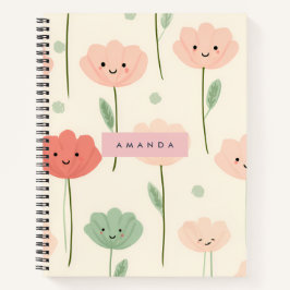 Personalisierte Niedliche Kawaii Pastel Lächelnde  Notizbuch