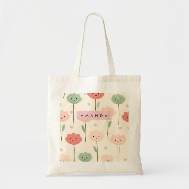 Personalisierte Niedliche Kawaii Pastel Lächelnde  Tragetasche (Vorne)