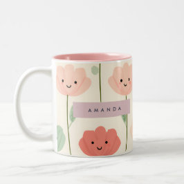 Personalisierte Niedliche Kawaii Pastel Lächelnde  Zweifarbige Tasse