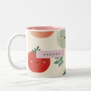 Personalisierte Niedliche Kawaii Pastel Tomato Ges Zweifarbige Tasse