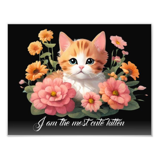Personalisierte Niedliche Kittenkatze in Blume Sch Fotodruck (Vorne)