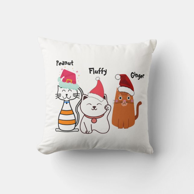 Personalisierte Niedliche Kitty Cat-Familie Kissen (Vorderseite)